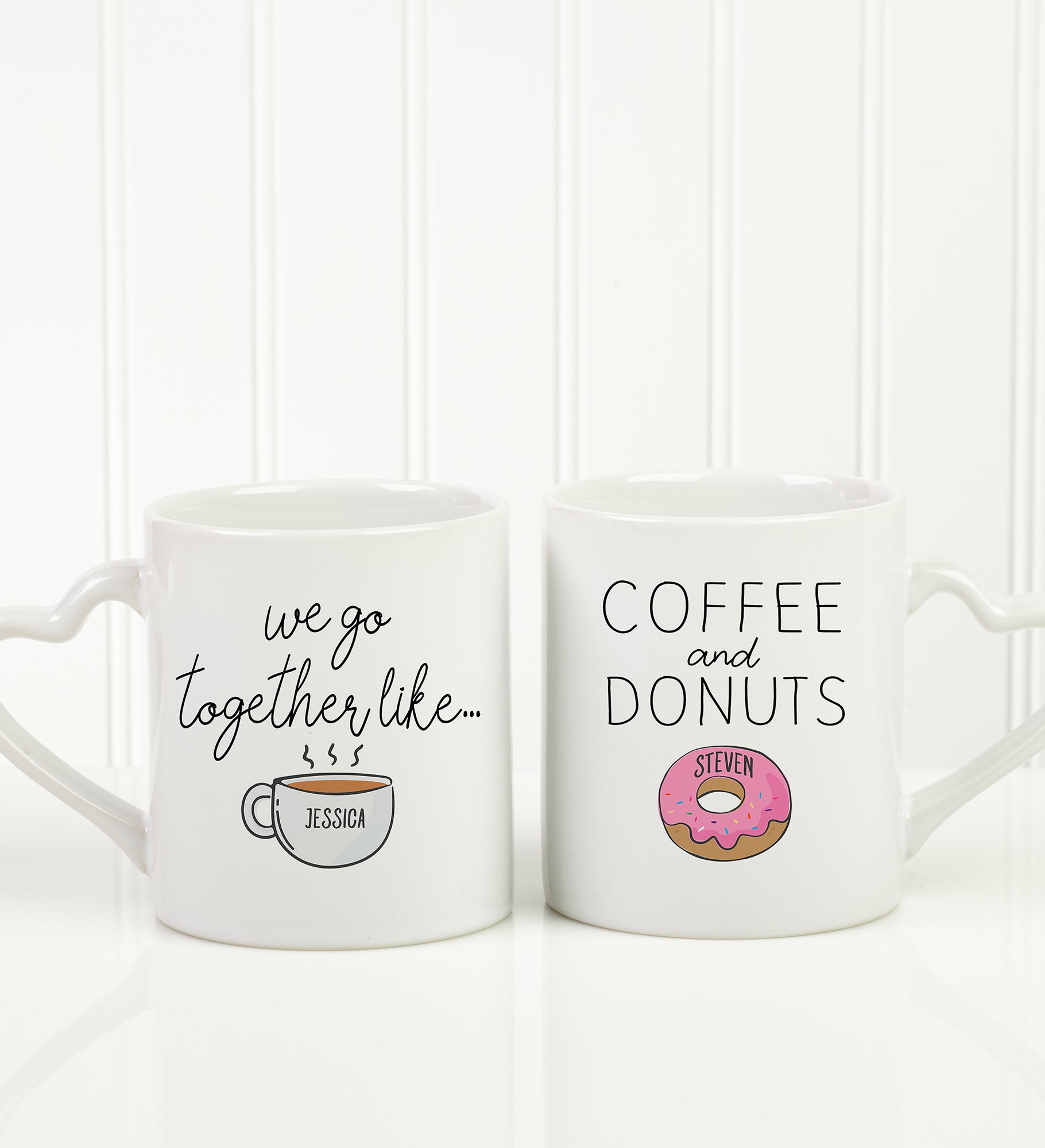 We Go Together Like Coffee & Donuts Personalized Coffee Mug Set